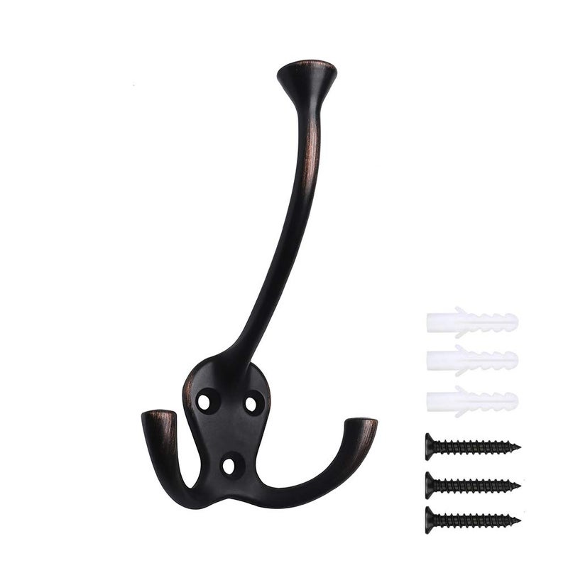 HARPOON 5 Pack Heavy Duty Three Flared Prongs, 4.4 Inch Coat Hooks, Oil-Rubbed Bronze - Image 1
